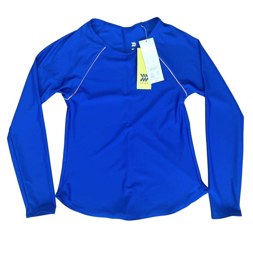 NWT All in Motion Women’s Blue Rash Guard Swim Top